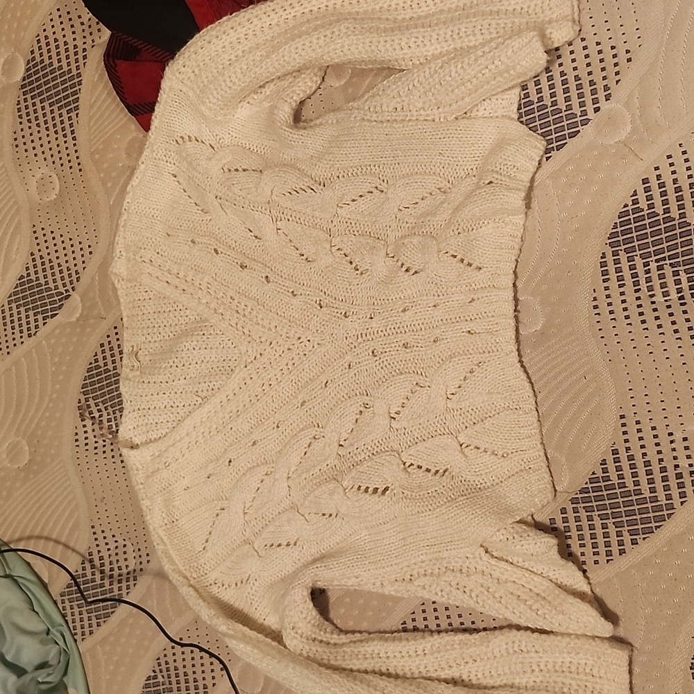 Long white crop sweater